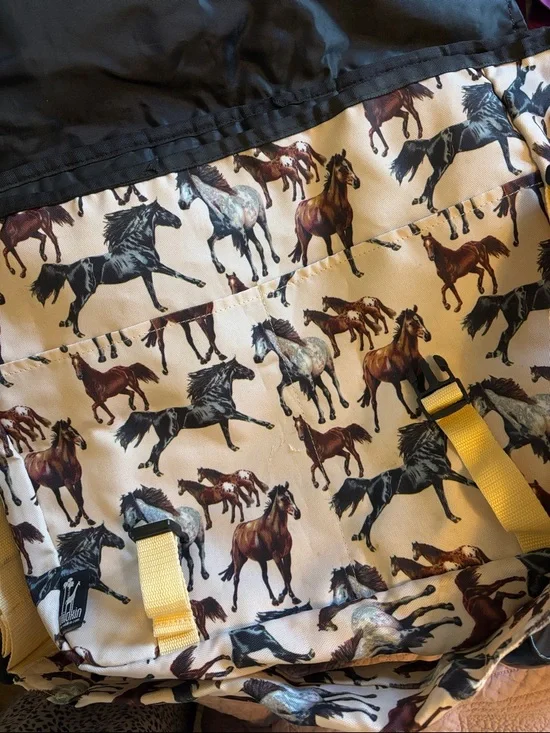 Large Horse Print Crossbody Bag in Cream and Brown - Picture 3 of 5